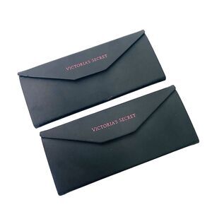 Authentic Victoria's Secret Black Pink Inside Collapsible Eyeglass Case lot of 2